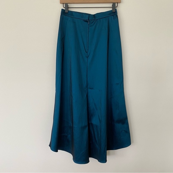 Vintage Tadashi Two-Piece Set Sz 4 Teal Satin Skirt Blouse Wedding Event 90s Y2K - Picture 7 of 16